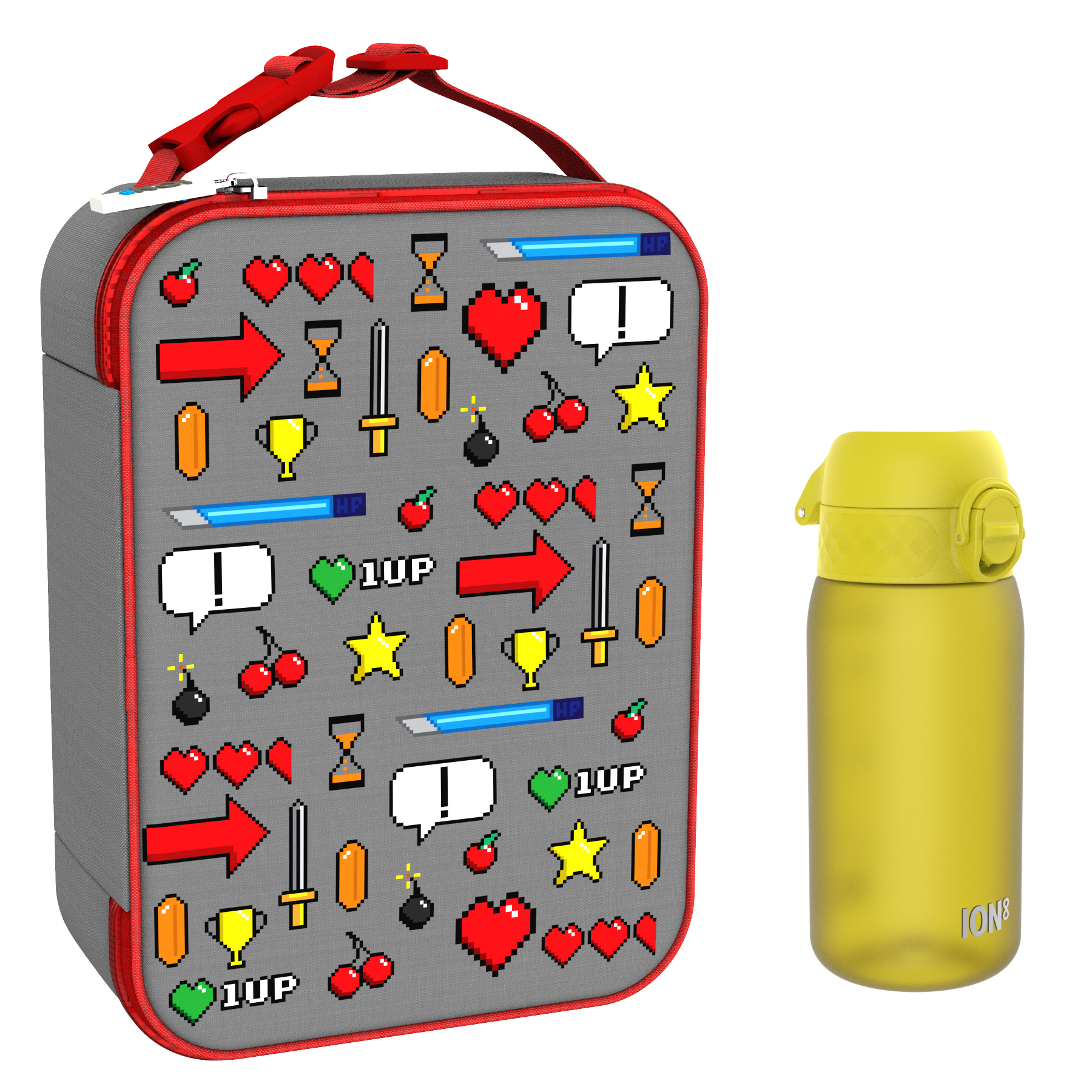 Ion8 zestaw: lunchbag Gamer, 1 szt. + bidon na wodę, poj. 0,4 l, 1 szt.