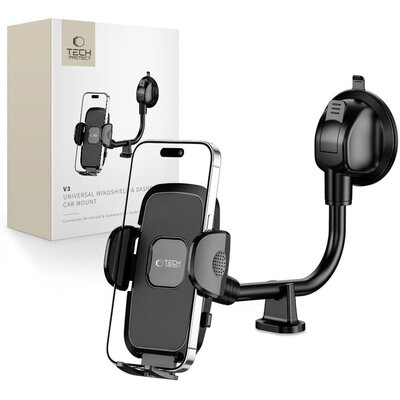 Uchwyt na telefon TECH-PROTECT V3 Long Arm Windshield & DashBoard Czarny