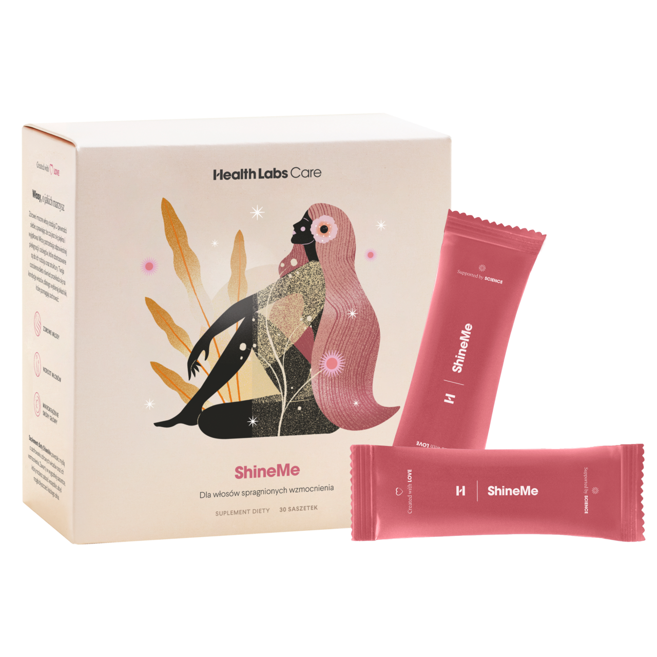 Health Labs Care ShineMe suplement diety dla włosów spragnionych wzmocnienia, 30 sasz./1 opak.