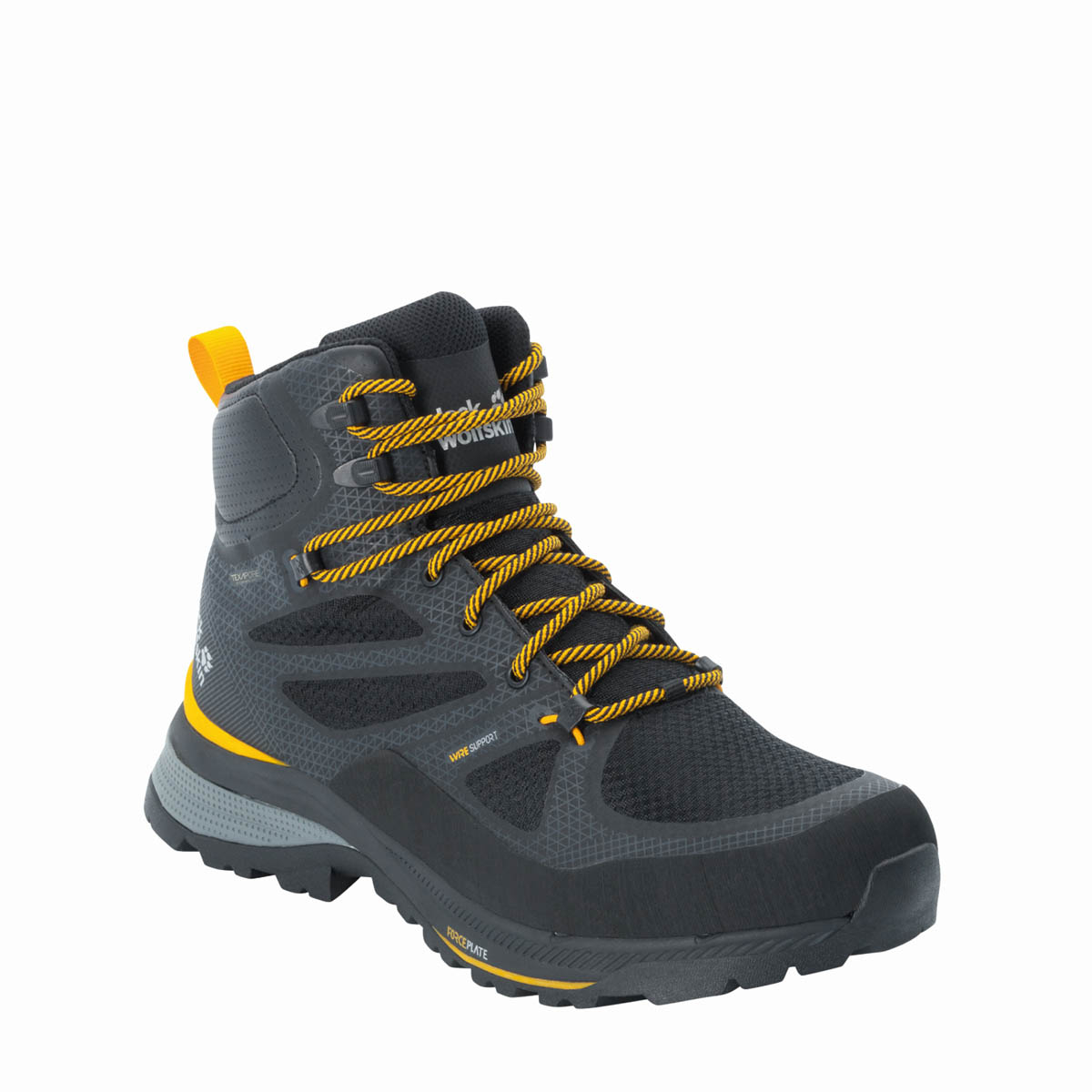 Buty męskie w góry Jack Wolfskin FORCE STRIKER TEXAPORE MID M black / burly yellow XT - 45,5