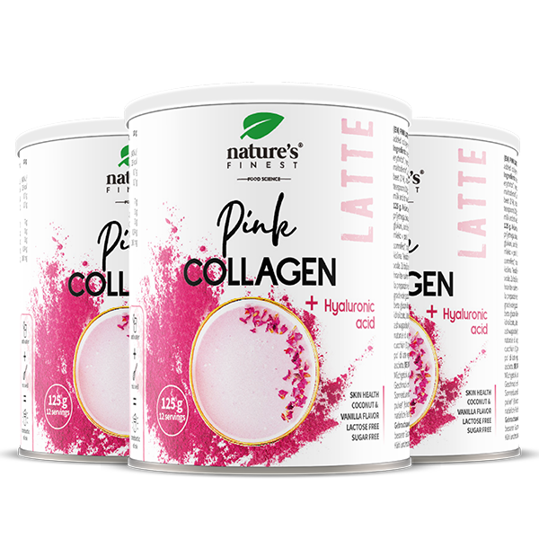 Nature's Finest Pink Collagen Latte zestaw: suplement diety, 3x125 g