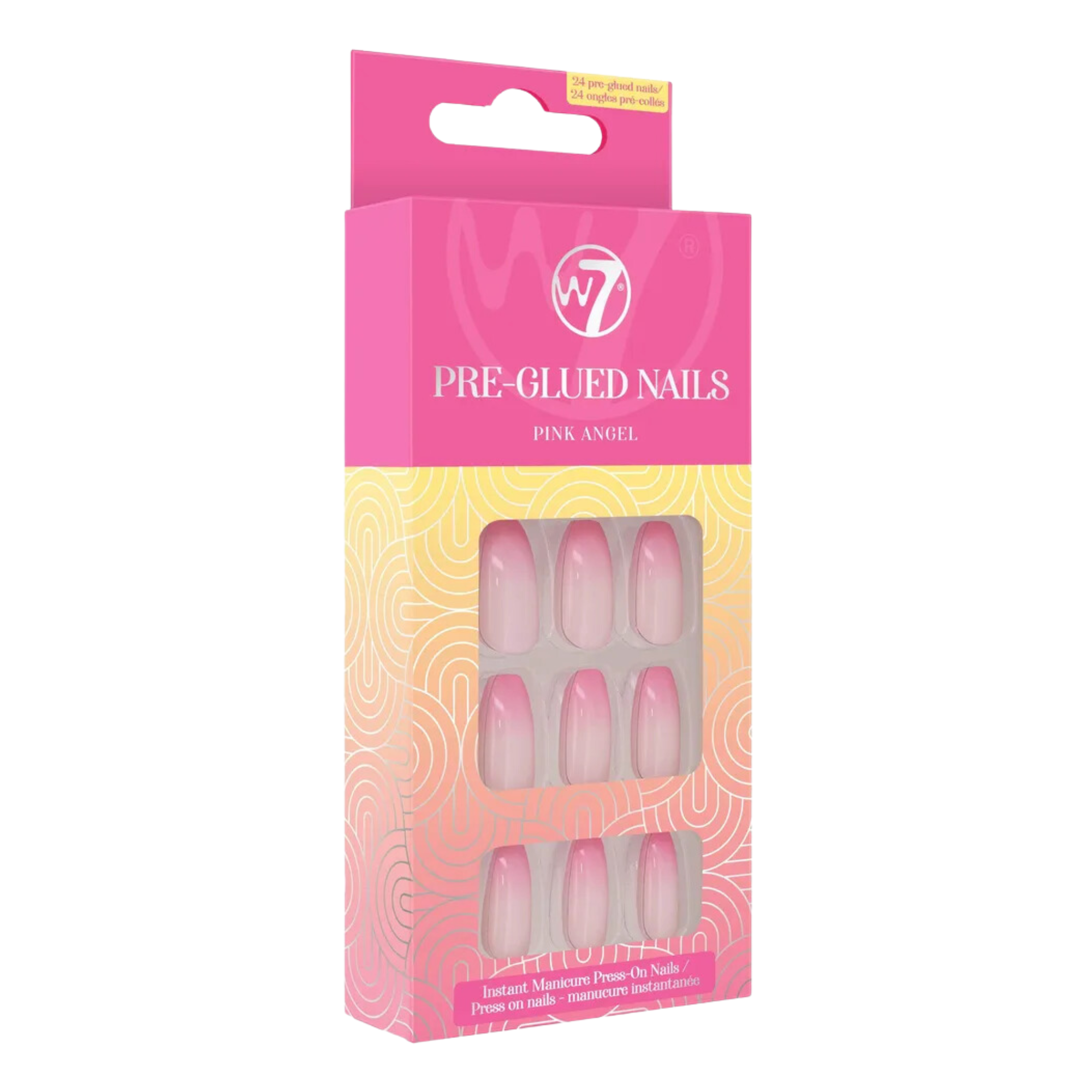 W7 Pre-Glued Nails samoprzylepne paznokcie Pink Angel, 24 szt./1 opak.