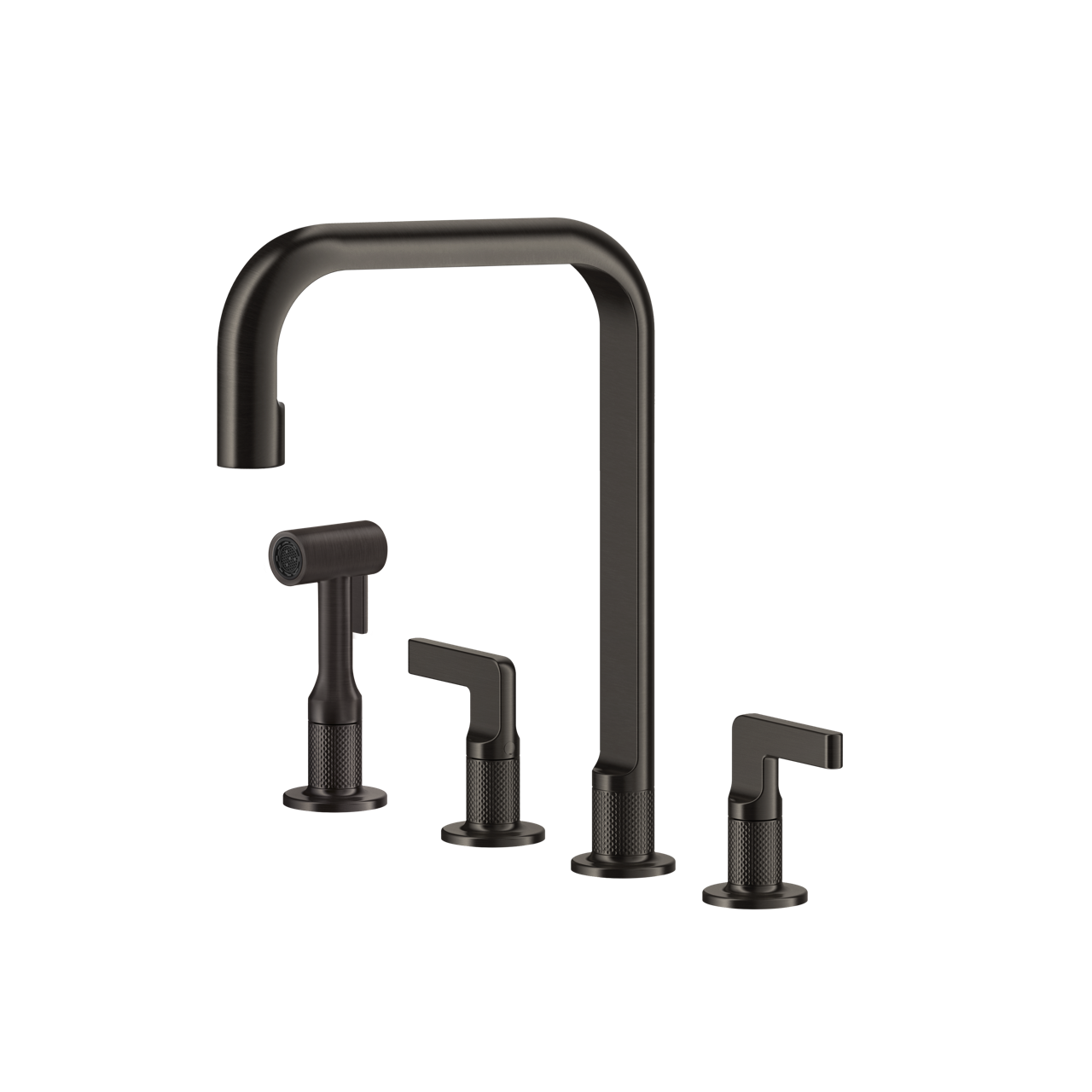 Gessi - Bateria kuchenna Inciso wyciągana wylewka 58703 Czarny metal szczotkowany PVD