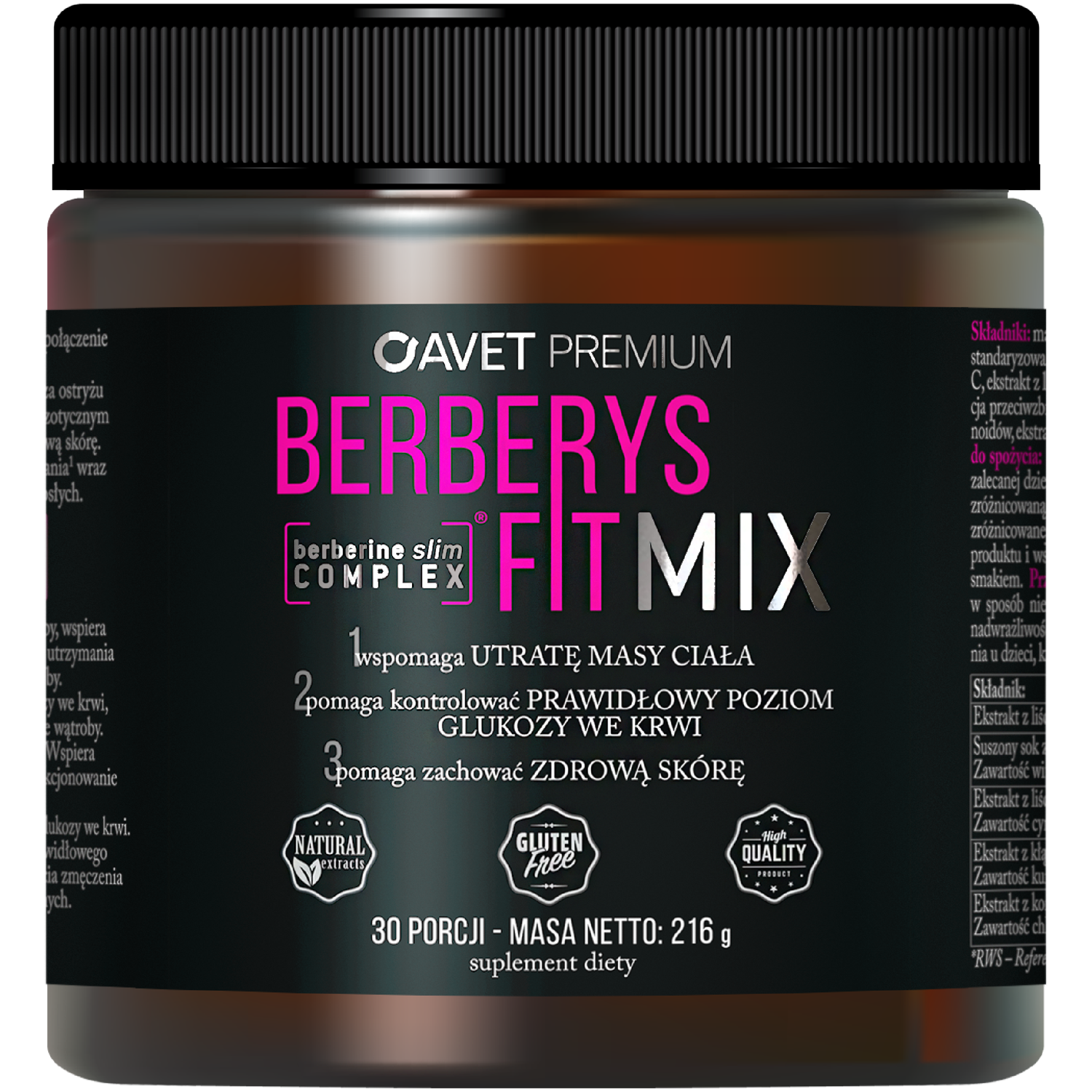 Avet Berberys Fit Mix Active Premium suplement diety o egzotycznym smaku, 216 g