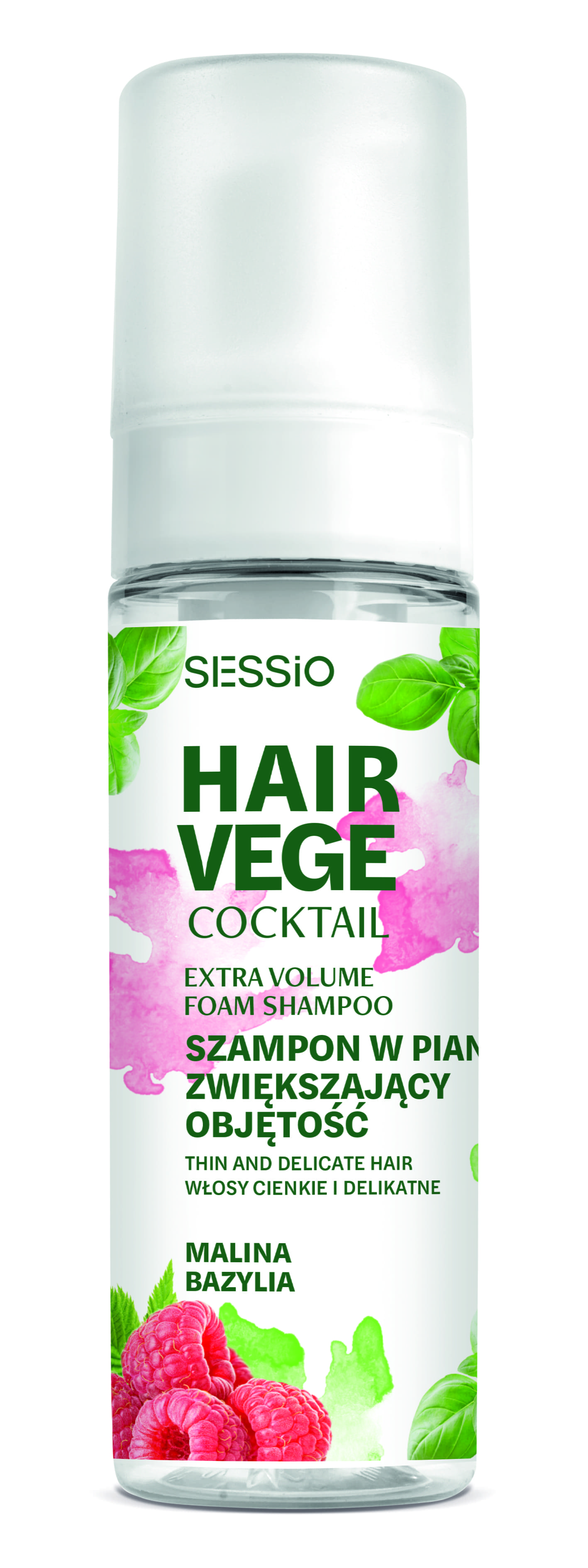 Sessio Hair Vege Coctail szampon w piance zwiększający objętość włosów malina&bazylia, 175 g