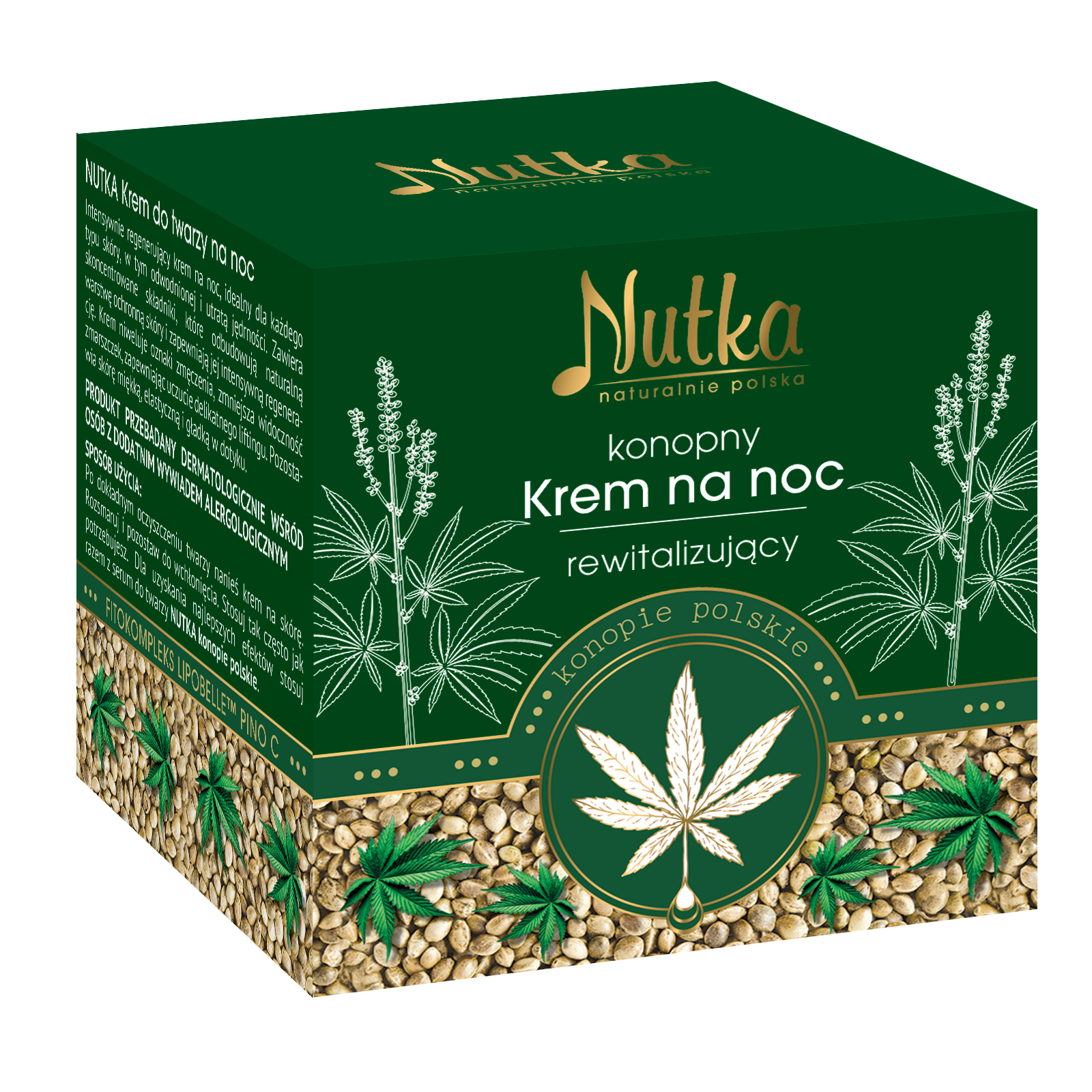 Nutka Konopny krem do twarzy na noc rewitalizujący, 50 ml