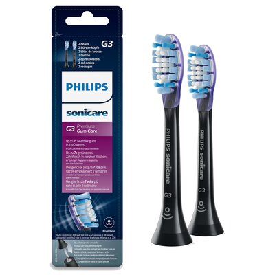 Końcówka szczoteczki PHILIPS Sonicare G3 Premium Gum Care HX9052/33 Czarny (2 szt.) (Miękkie włosie)