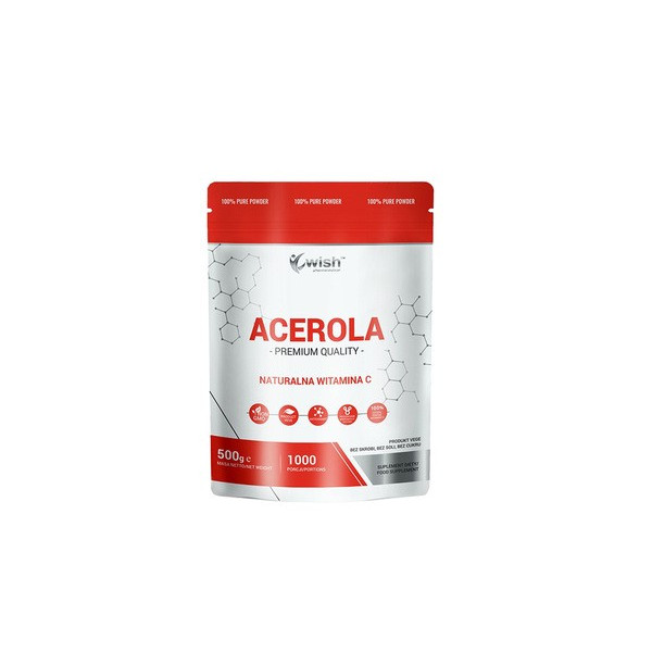 Wish Acerola suplement diety, naturalna witamina C, 500 g