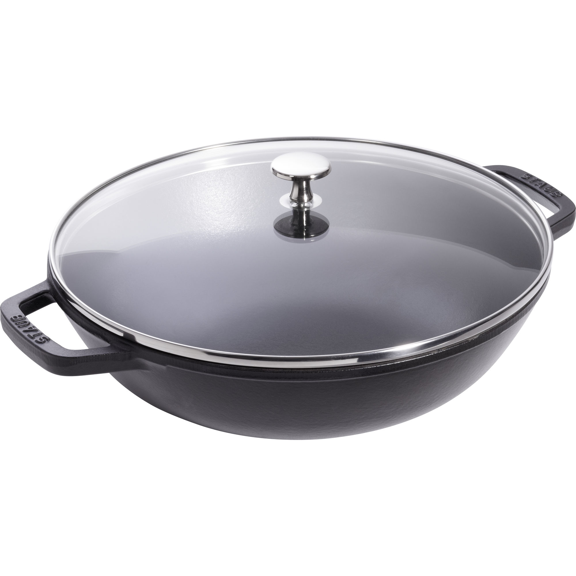 Staub - Wok żeliwny z pokrywką 30 cm czarny