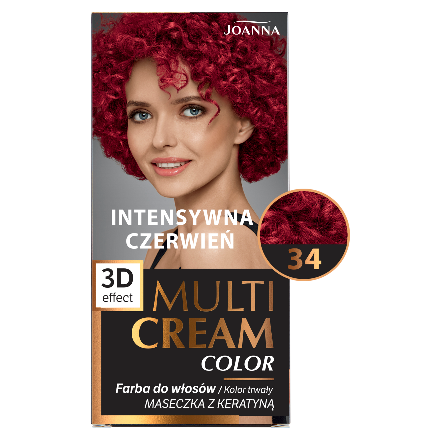 Joanna Multi Cream Color farba do włosów 34 intensywna czerwień, 1 opak.