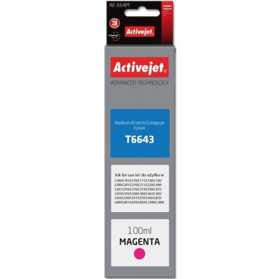 Tusz ACTIVEJET do Epson 664 T6643 Purpurowy 100 ml AE-664M