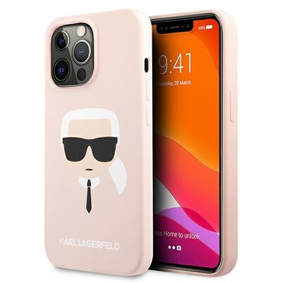 Etui KARL LAGERFELD Silicone Karl's Head do Apple iPhone 13 Pro Max Jasnoróżowy