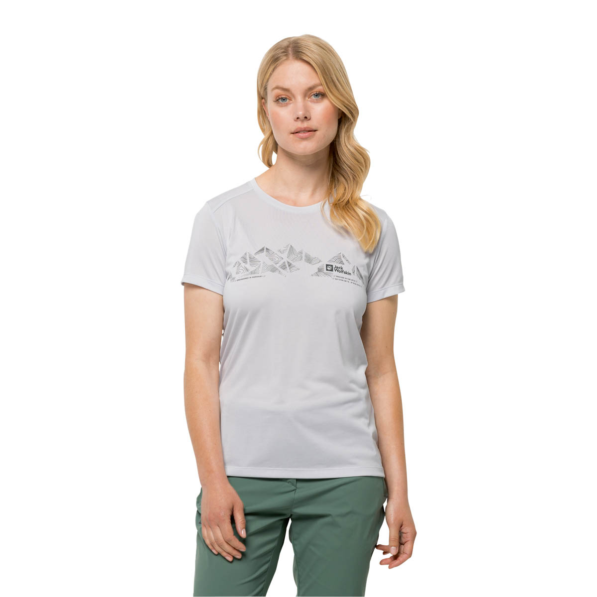 T-shirt damski Jack Wolfskin CROSSTRAIL GRAPHIC T W white cloud - L