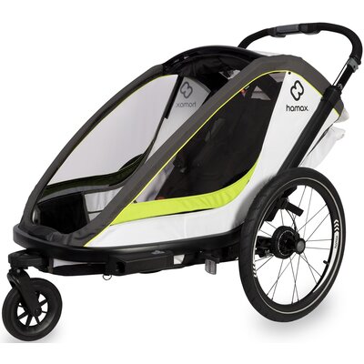 Przyczepka rowerowa HAMAX Breeze Twin 42kg Pasy Biało-zielony