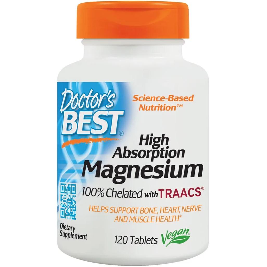 Doctor's Best High Absorption Magnesium suplement diety, Chelat magnezu, 100mg, 120 tabl./1 opak.