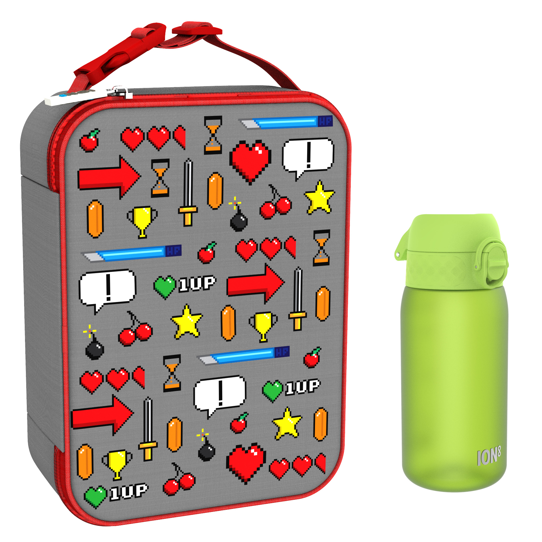 Ion8 zestaw: lunchbag Gamer, 1 szt. + bidon na wodę, poj. 0,4 l, 1 szt.