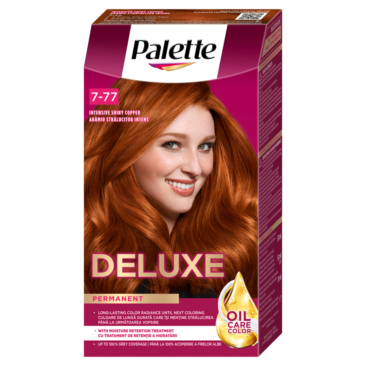 Palette Deluxe Oil-Care Color farba do włosów 7-77 (562) intensywna lśniąca miedź, 1 opak.
