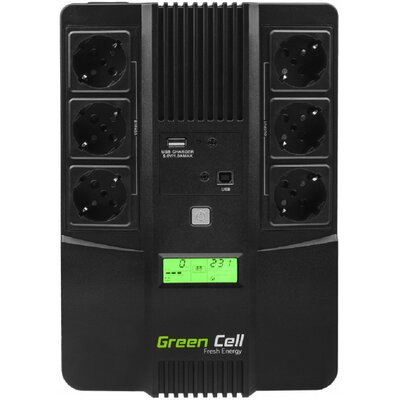 Zasilacz UPS GREENCELL UPS07 AiO 800VA 480W z wyświetlaczem LCD / Czysta Sinusoida