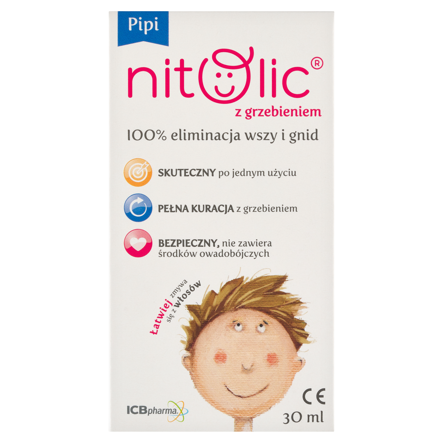 Pipi Nitolic wyrób medyczny: zestaw: płyn w sprayu przeciw wszawicy do włosów, 30 ml + grzebień, 1 szt.