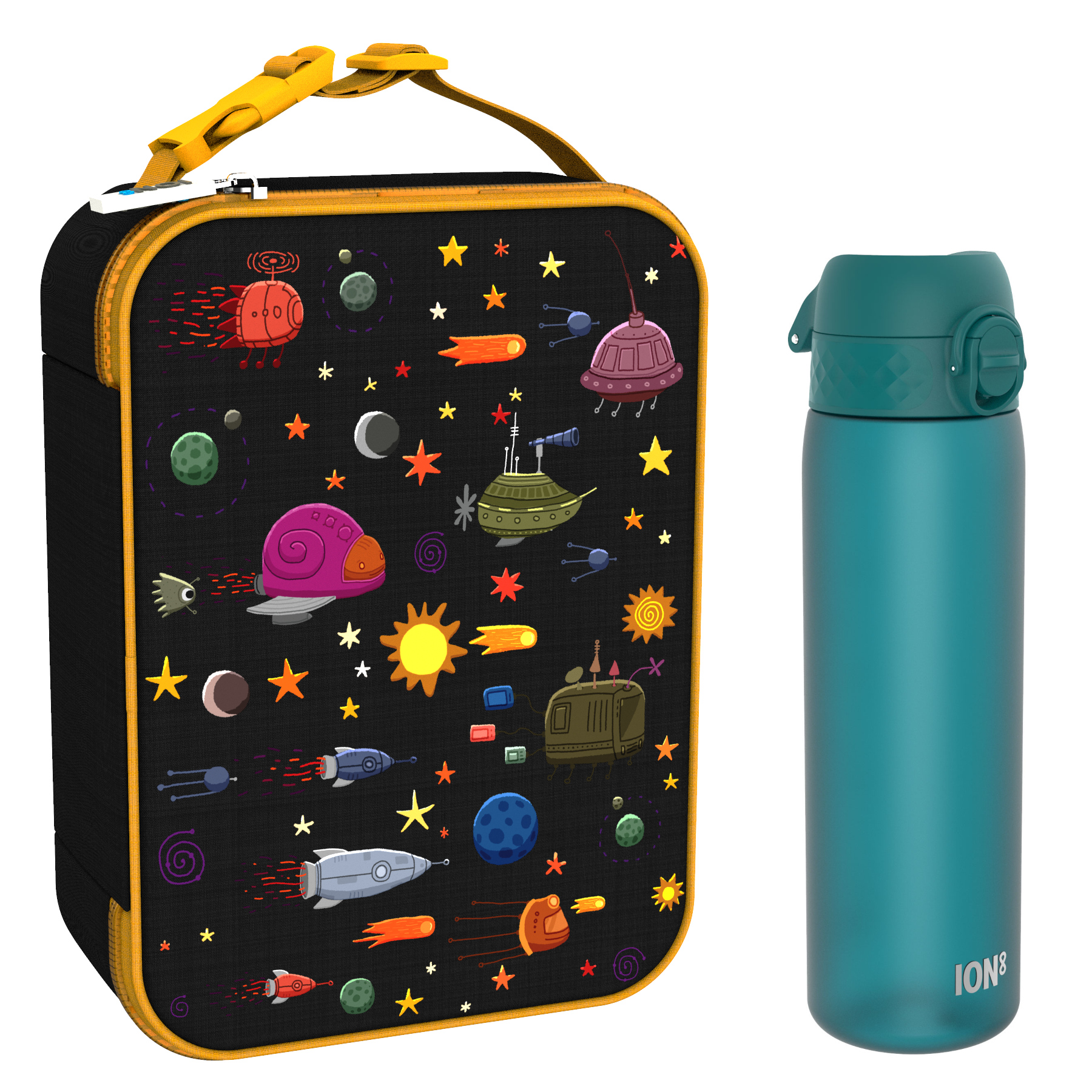 Ion8 zestaw: lunchbag Planety, 1 szt. + bidon na wodę, poj. 0,6 l, 1 szt.