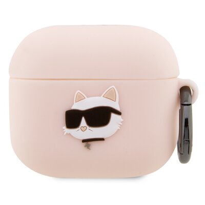 Etui na słuchawki KARL LAGERFELD Silicone Choupette Head 3D do Apple AirPods 3 Różowy