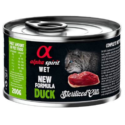 Karma dla kota ALPHA SPIRIT Sterilised Cats Duck 200 g