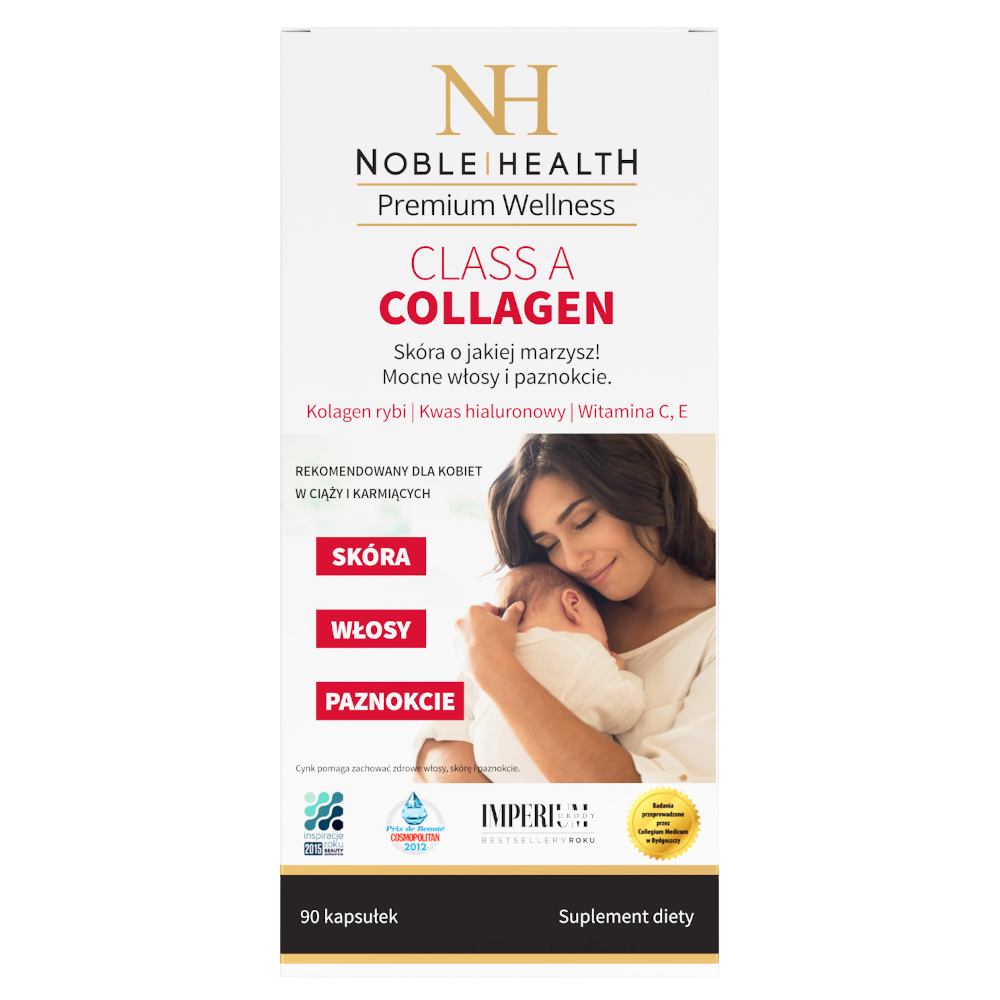 Noble Health Class A Collagen suplement diety rekomendowany dla kobiet w ciąży i karmiących mam, 90 kaps./1 opak.