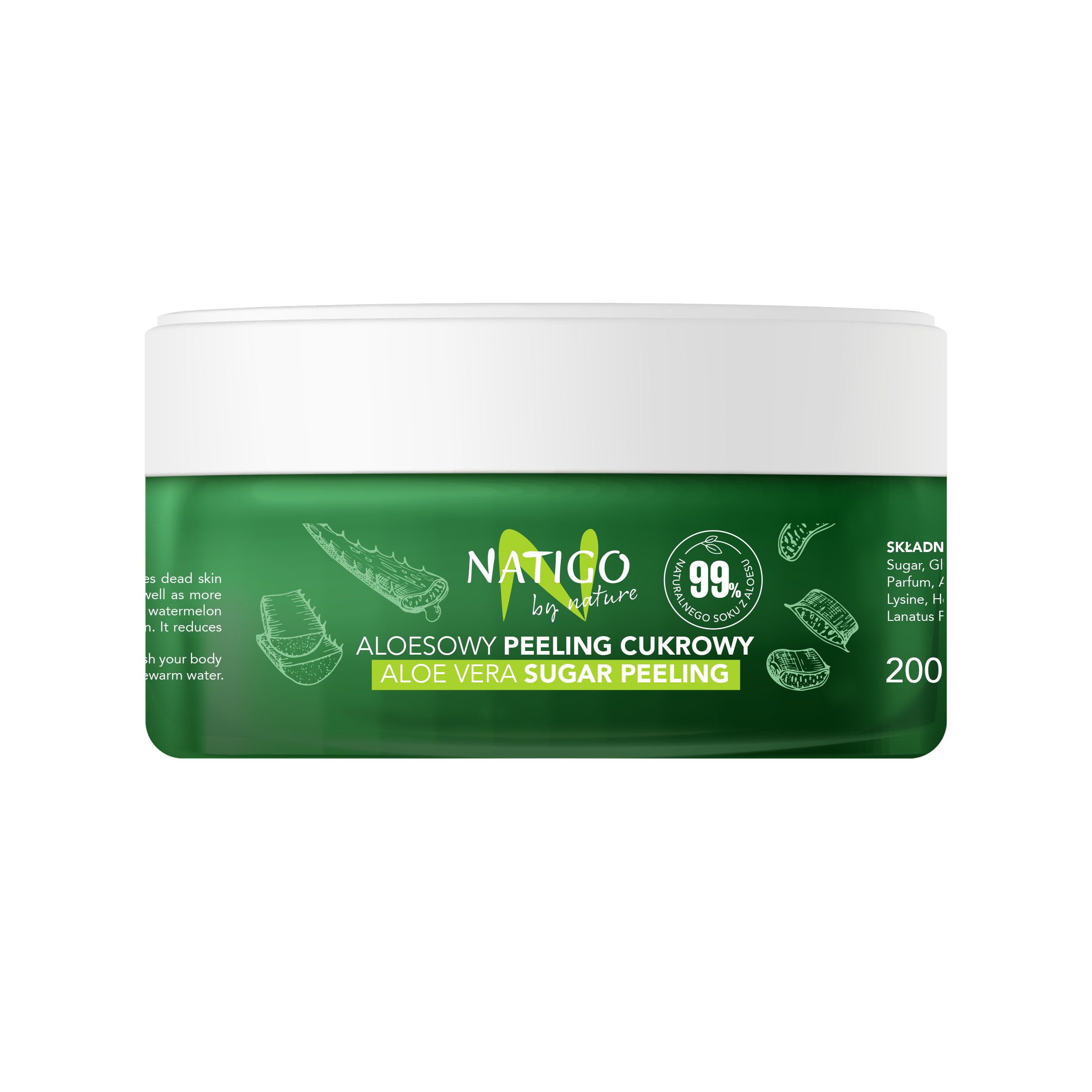 Natigo By Nature aloesowy peeling cukrowy do ciała, 200 g