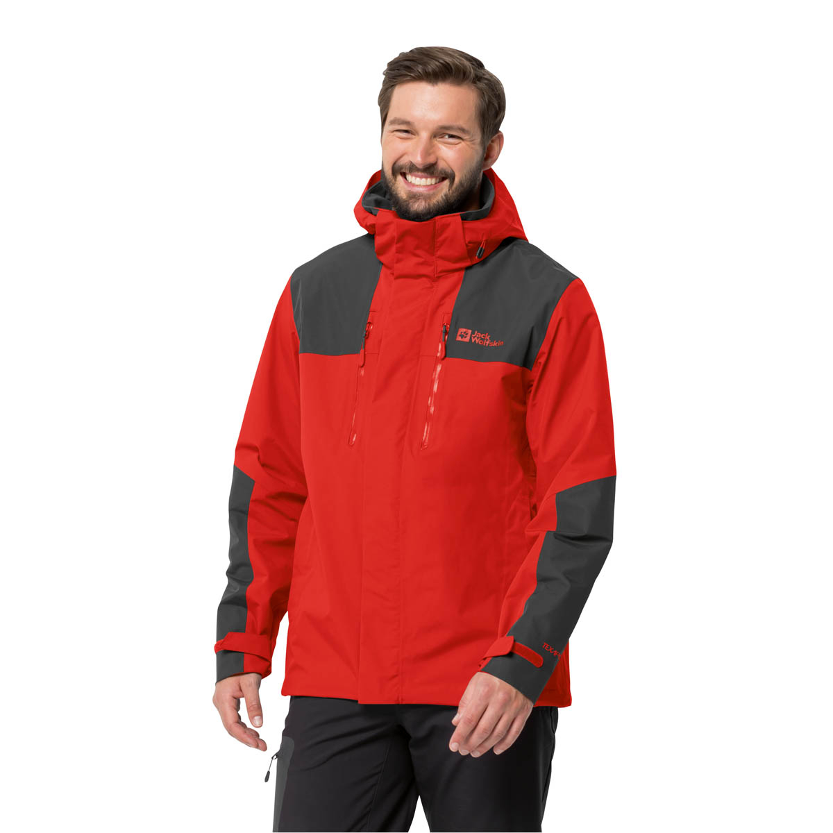 Męska kurtka przeciwdeszczowa Jack Wolfskin JASPER JKT MEN strong red - XL