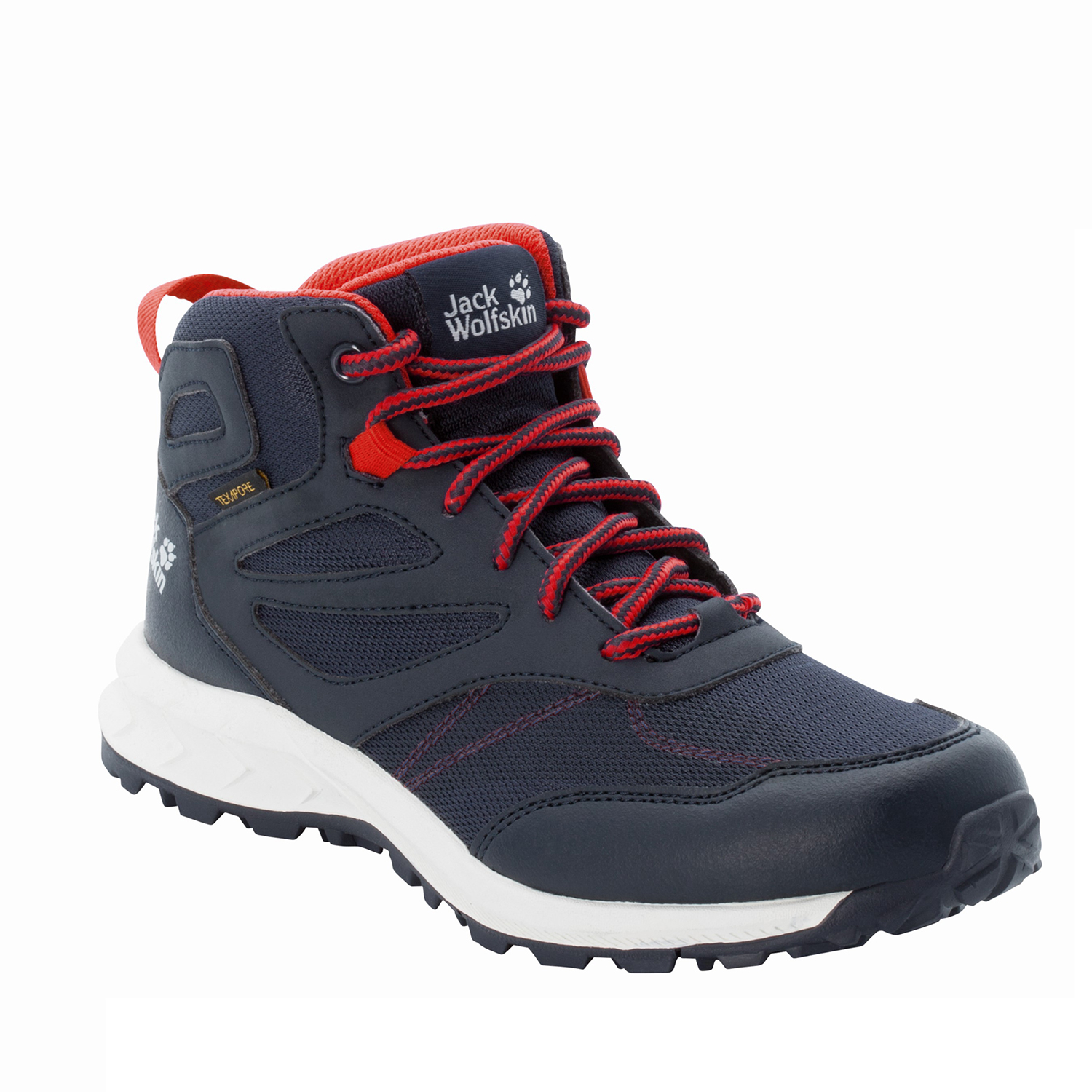 Buty dziecięce Jack Wolfskin WOODLAND TEXAPORE MID K night blue / red - 33