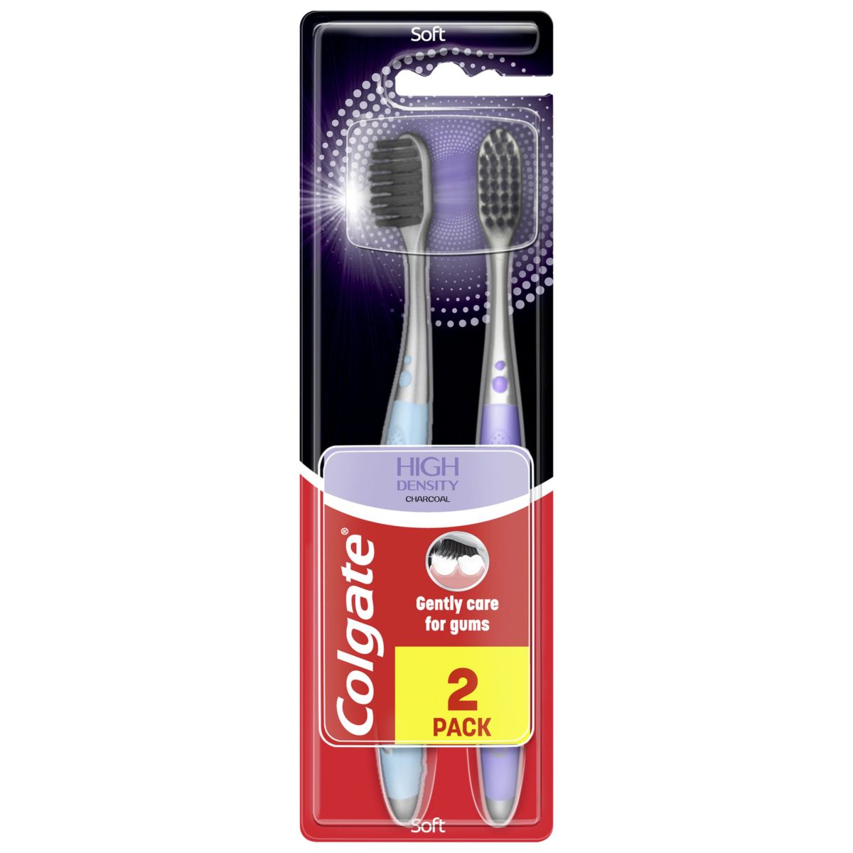 Colgate High Density Charcoal szczoteczka do mycia zębów miękka, 2 szt.