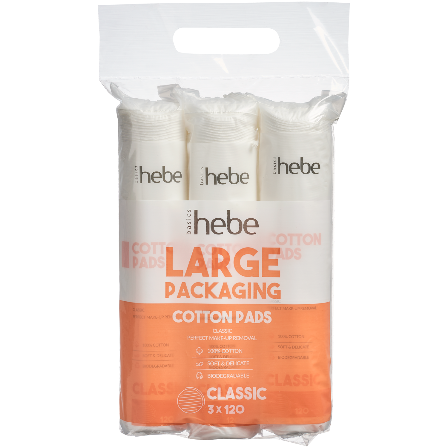 Hebe Basics Large Packaging Classic płatki kosmetyczne, 3x120 szt./1 opak.