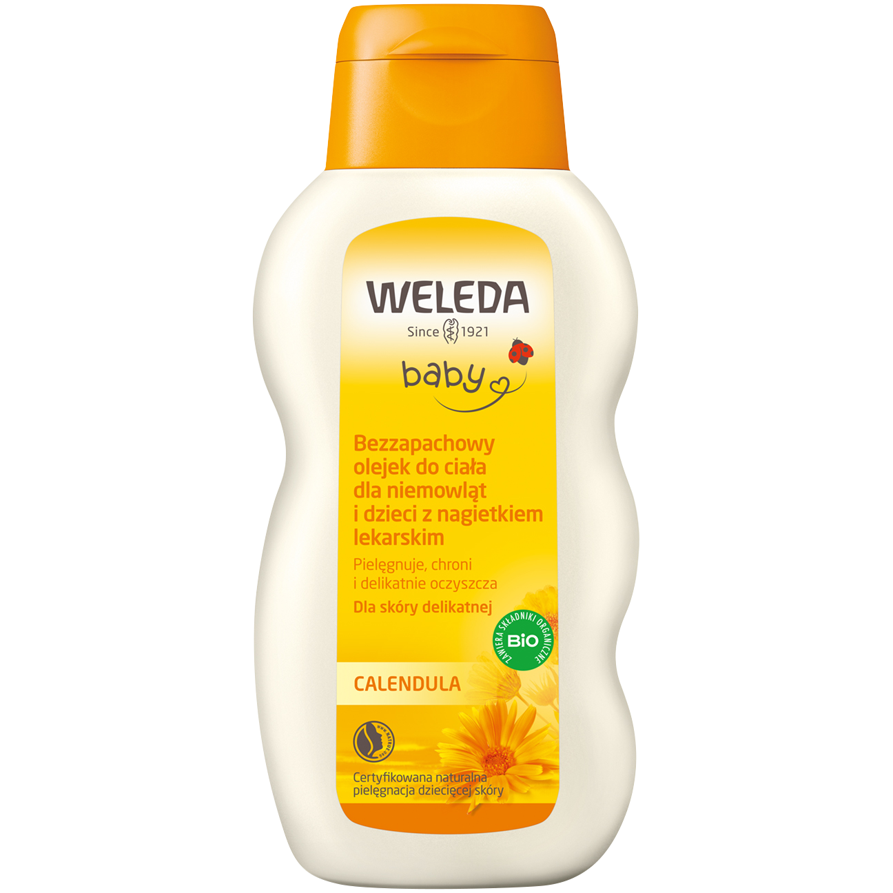 Weleda Baby Calendula bezzapachowy olejek do ciała dla niemowląt i dzieci z nagietkiem lekarskim, 200 ml