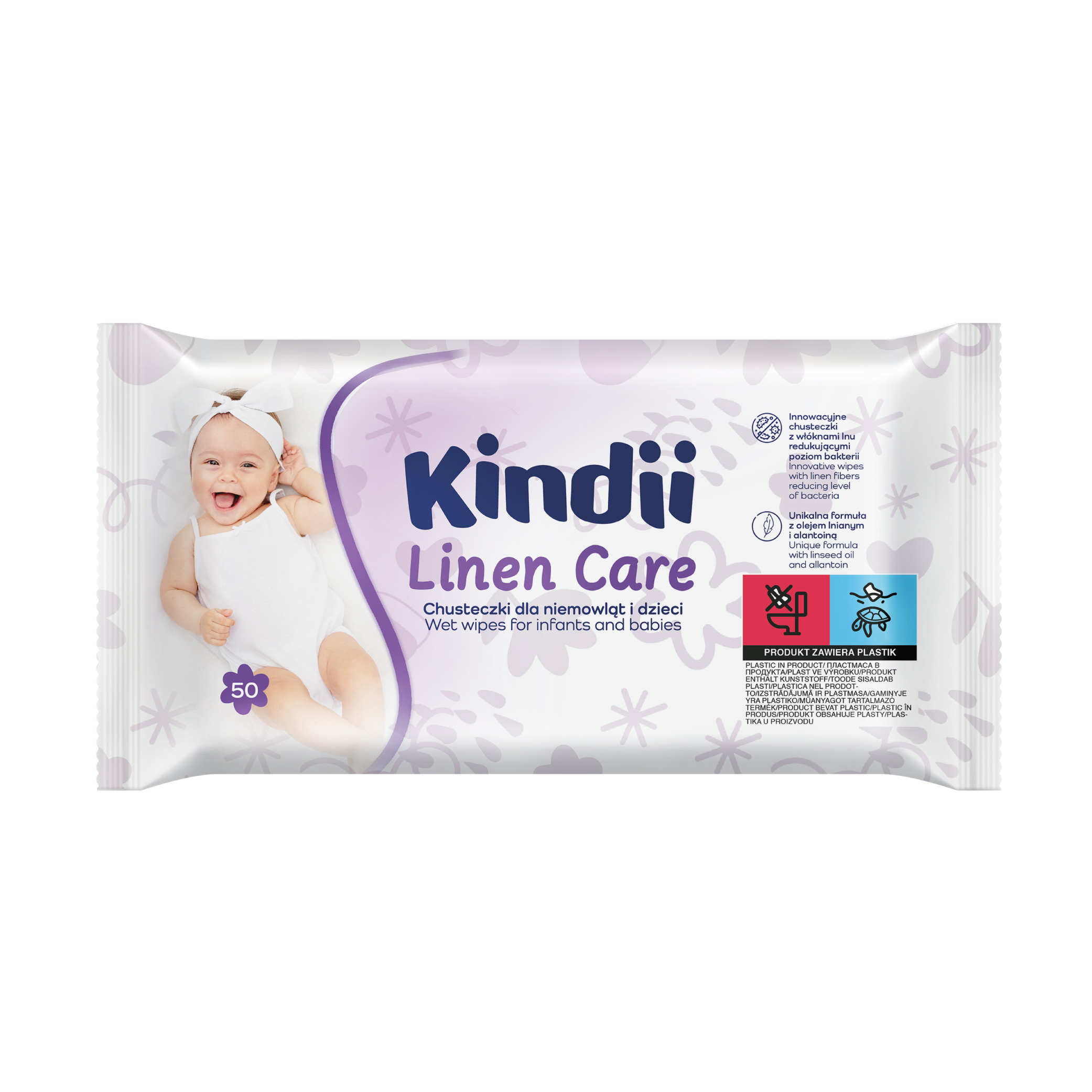 Kindii Linen Care chusteczki dla niemowląt, 50 szt./1 opak.