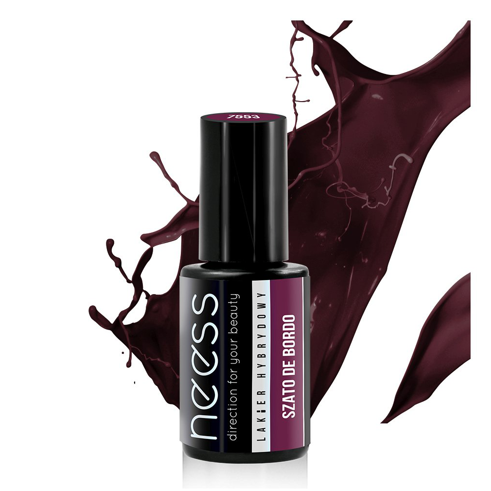 Neess kauczukowy lakier hybrydowy do paznokci szato de bordo, 4 ml