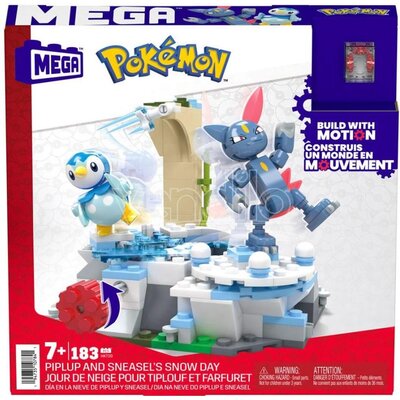 Klocki plastikowe MEGA Pokemon Piplup i Śnieżny dzień Sneasela HKT20