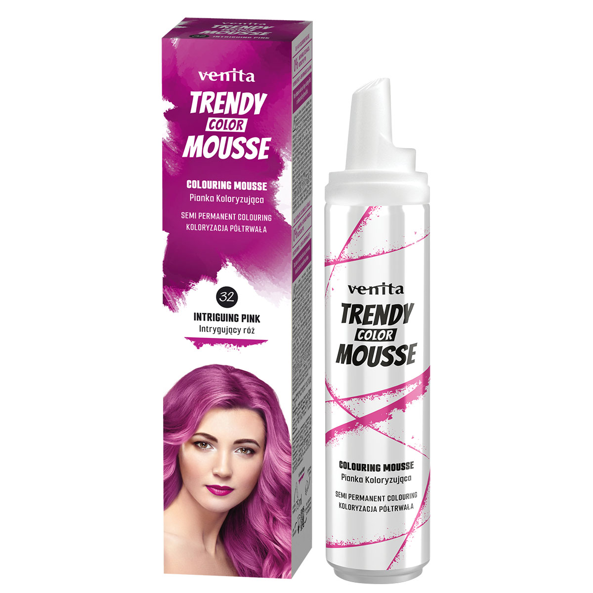 Venita Trendy Color Mousse pianka koloryzująca do włosów 32 intrygujący róż, 75 ml