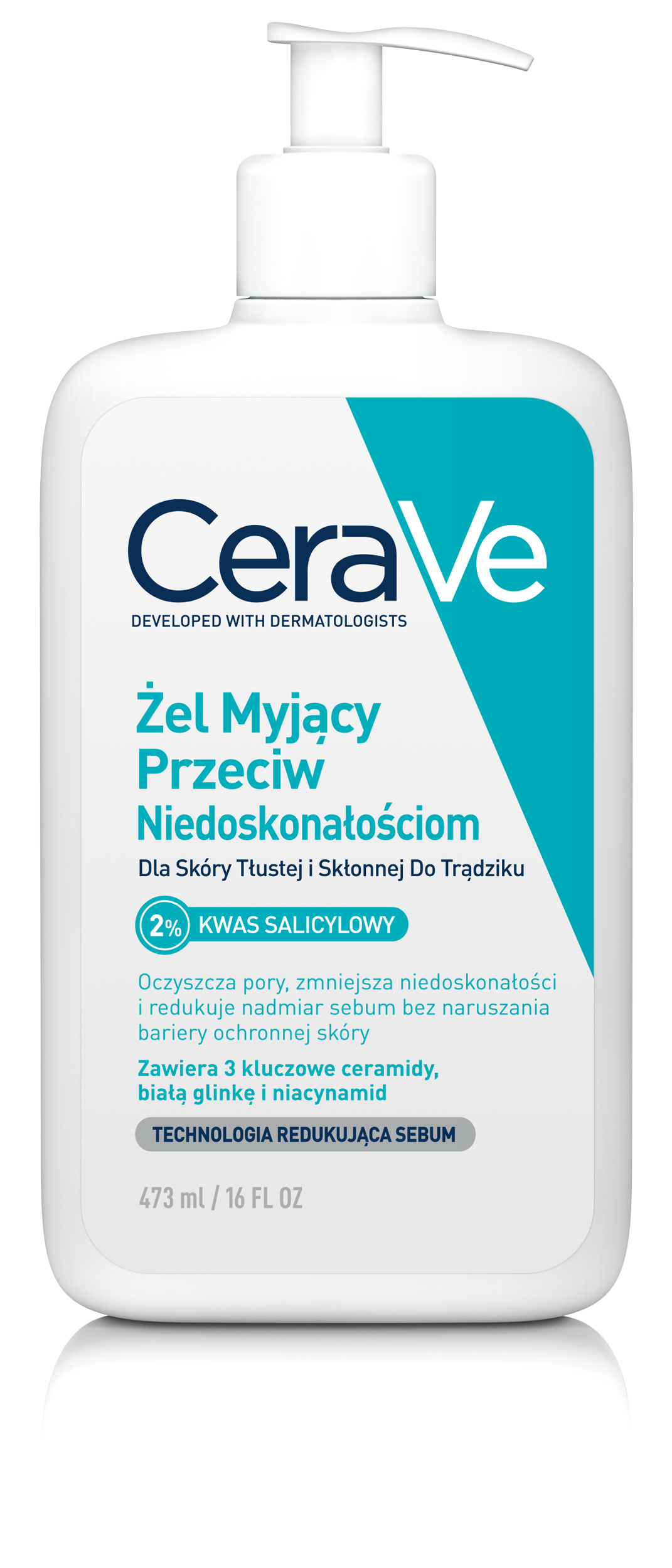 CeraVe żel myjący przeciw niedoskonałościom dla skóry tłustej i skłonnej do trądziku, 473 ml