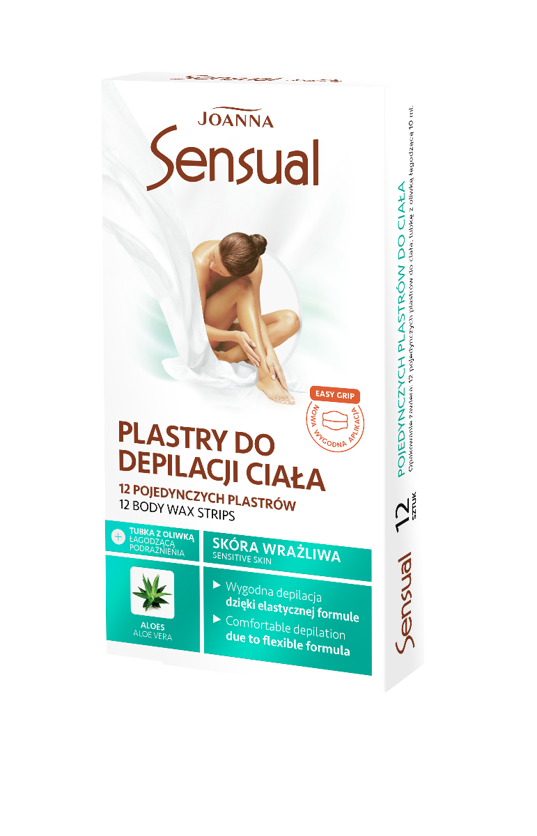 Joanna Sensual plastry do depilacji ciała z aloesem, 12 szt.