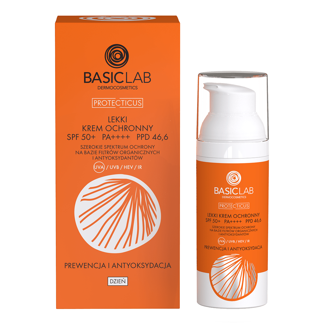 Basiclab Protecticus lekki krem ochronny z SPF50 do twarzy, 50 ml