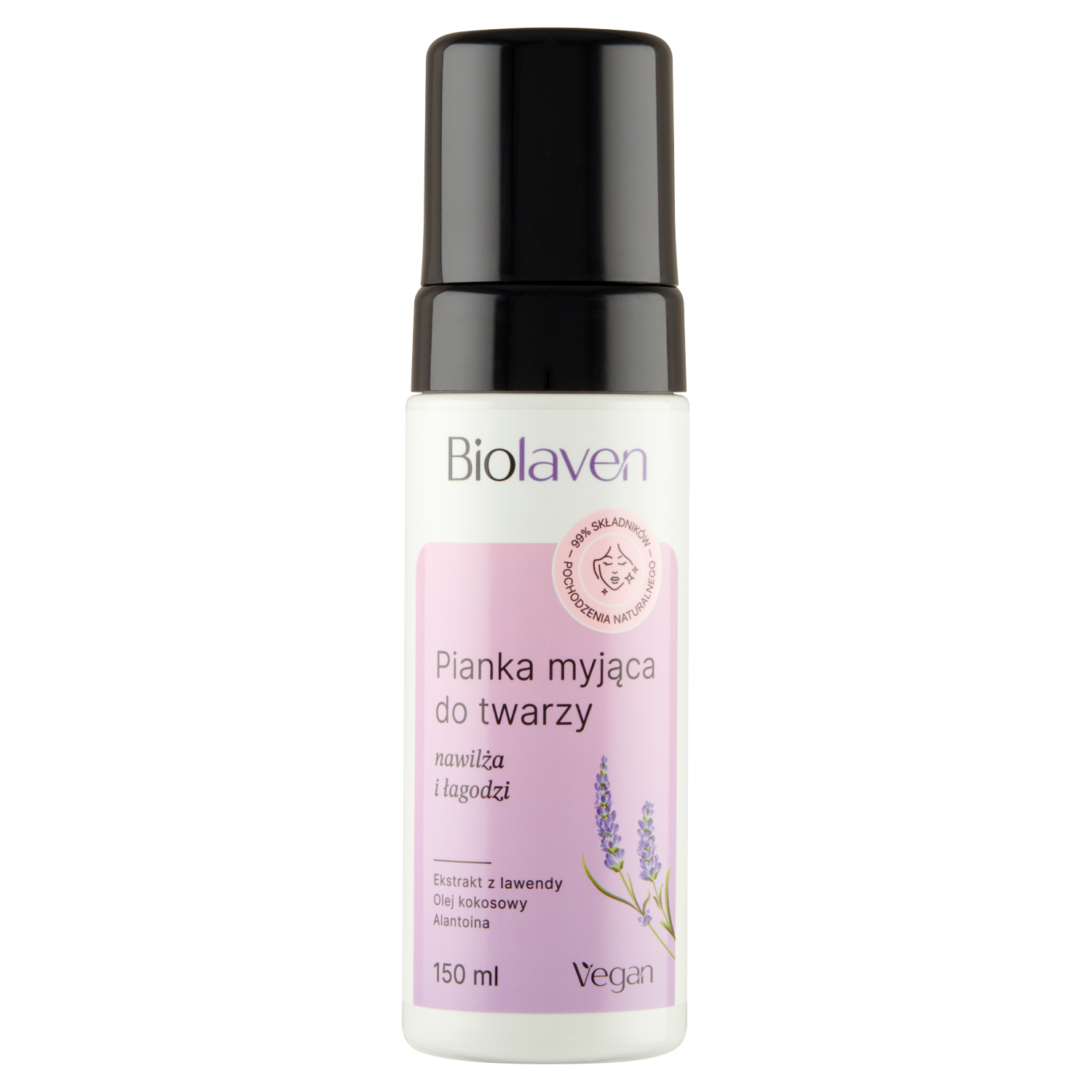 Biolaven organic Pianka myjąca do twarzy Olej z pestek winogron & Olejek lawendowy, 150 ml