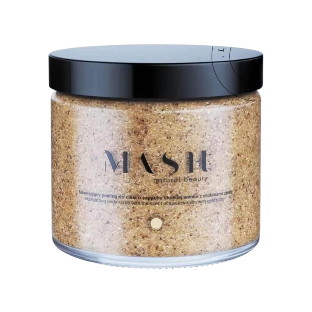 Mash Glow peeling do ciała o zapachu waniliowym z drobinkami złota, 300 g