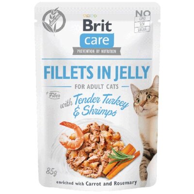 Karma dla kota BRIT CARE Fillets In Jelly Tender Turkey&Shrimps 85 g