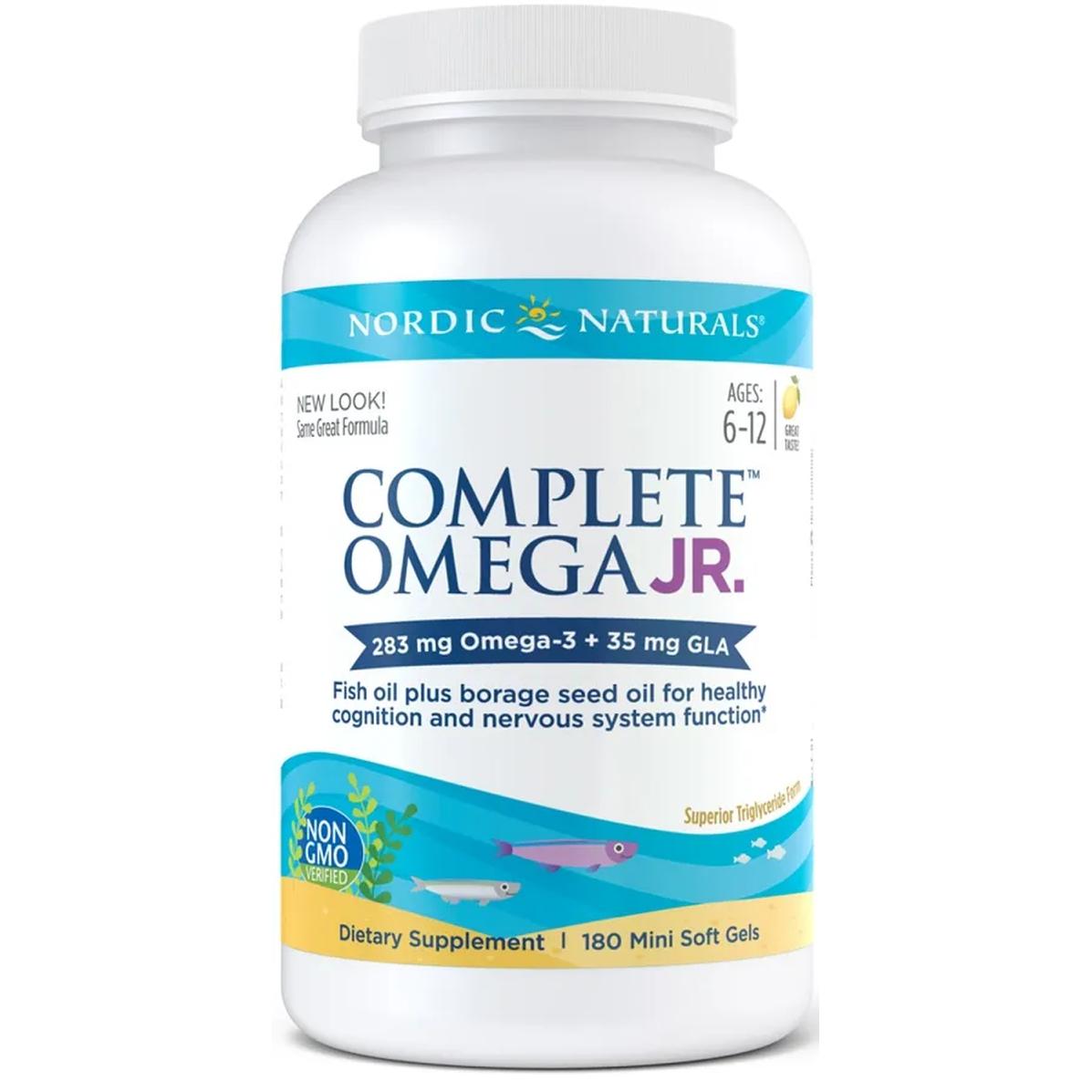 Nordic Naturals Complete Omega Junior suplement diety, 283mg Omega + GLA, Cytryna, 180 kaps./1 opak.