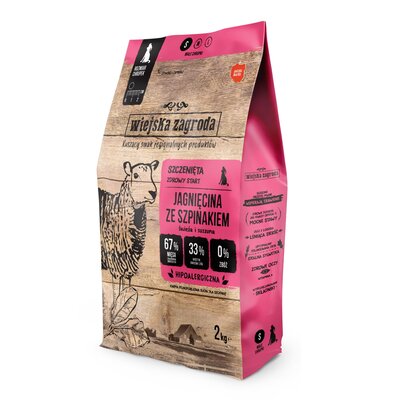 Karma dla psa WIEJSKA ZAGRODA Junior Jagnięcina ze szpinakiem S 2 kg