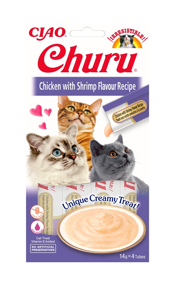 INABA Churu Cat kremowy przysmak dla kota kurczak i krewetki 56 g