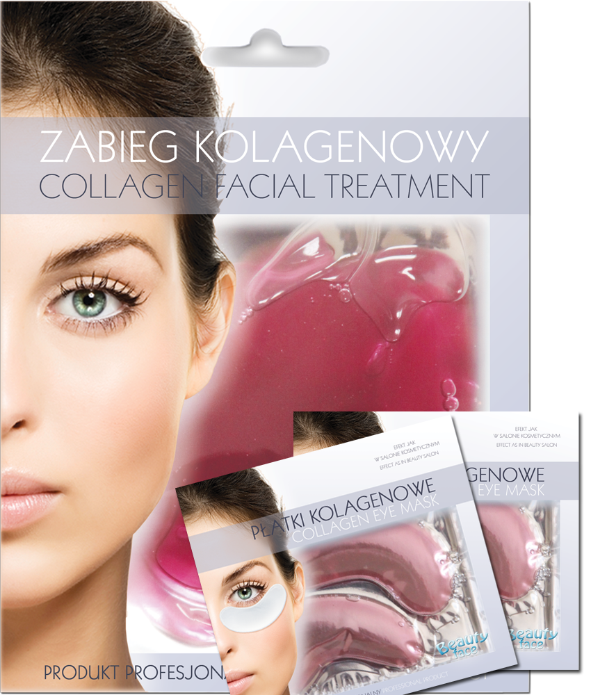BeautyFace Collagen zestaw: kolagenowa maseczka do twarzy, 1 szt. + nawilżające kolagenowe płatki pod oczy, 2 pary