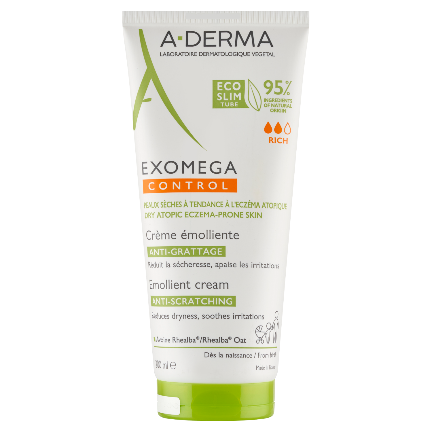 A-Derma Exomega Control nawilżająco-zmiękczający krem do twarzy i ciała, 200 ml