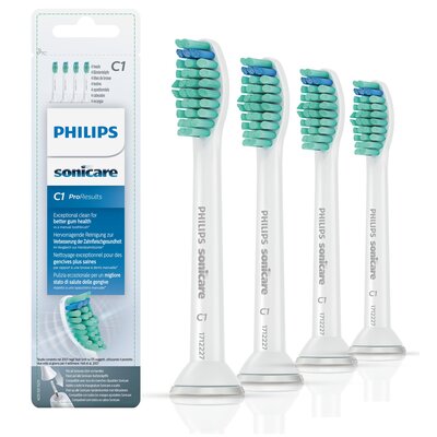 Oryginalne końcówki Philips Sonicare C1 HX6014/07 Średnio miękkie włókna (4 szt. zapas na rok) (Usuwanie płytki bakteryjnej)