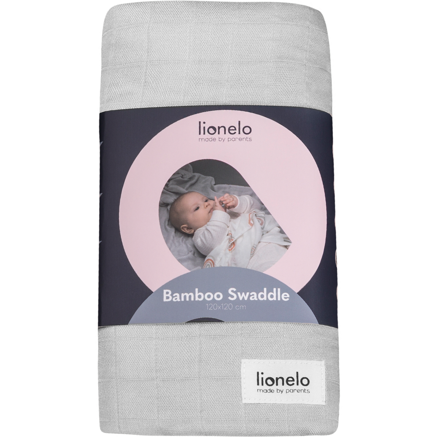 Lionelo Bamboo Swaddle bambusowy otulacz dla dziecka 120x120 Grey Stone, 1 szt.